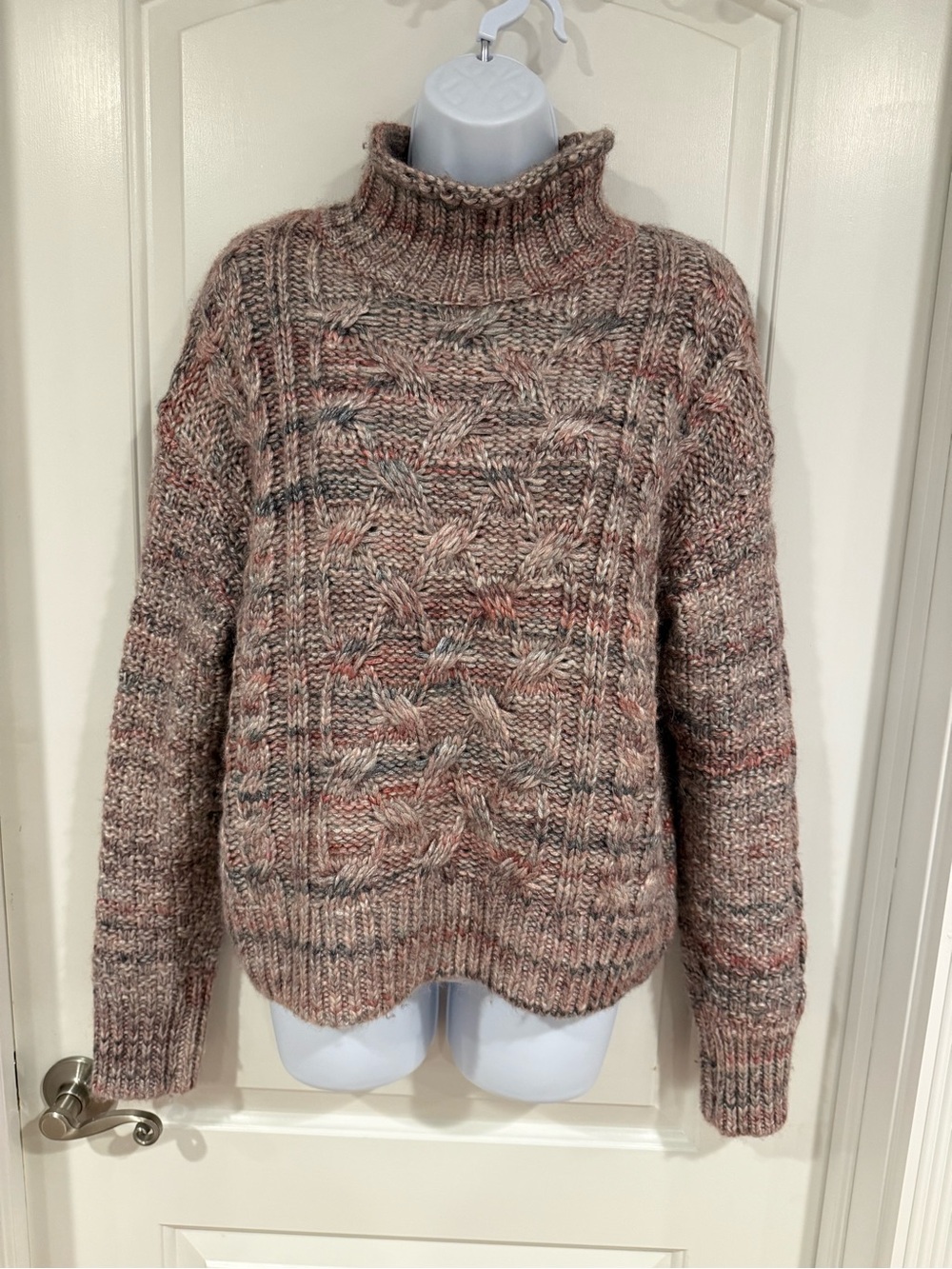 vintage GAP Pink Spacedye Cozy Thick Cable-Knit Turtleneck/Mockneck Sweater / M